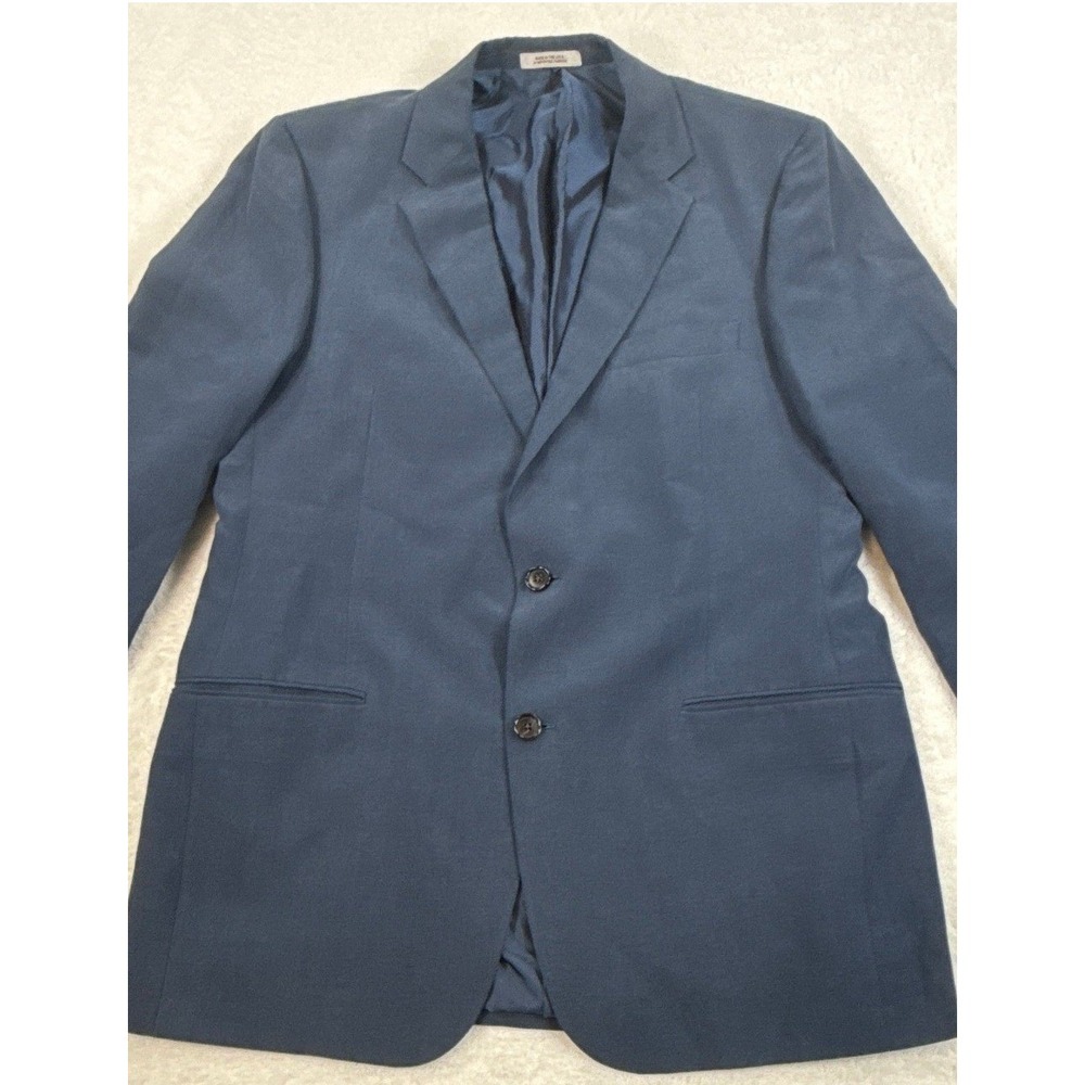 Hickey Freeman Blazer Milburn II Custom Mens 42L Blue Linen Silk Sport Coat